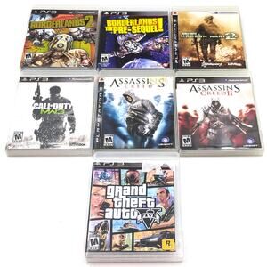 7 Sony PS3 Game Lot Borderlands Call of Duty Assassin's Creed Grand Theft Auto V